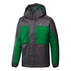 Adidas Logo Pattern Splicing Design Loose Long Sleeves Down Jacket Black Green GF0077 (Men's/Loose Fit) Logo Pattern, Stylish Sneakers, Adidas Logo, Black Green, Adidas Men, Nike Jacket, Down Jacket, Perfect Pair, Loose Fitting