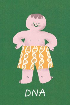 a cartoon character with the word dna on it's chest and hands in his pants