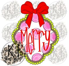 a leopard print wreath with a red bow on it and the word merry written in large letters