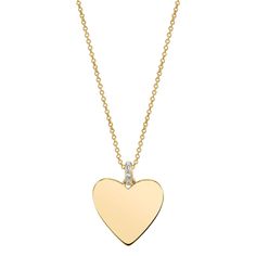 Hearts beat fast for this yellow gold heart charm, hanging from a diamond setting on a perfect gold chain. Build your pendant game. Diamond Heart Pendant Necklace With Charms, Classic Gold Diamond Necklace With Heart Charm, Diamond Charm Necklace With Heart Pendant, Gold Heart Pendant Diamond Necklace, 14k Gold Diamond Heart Pendant Necklace, Yellow Gold Heart Necklace With Round Pendant, Yellow Gold Double Heart Diamond Necklace With Accents, Classic Yellow Gold Heart Necklace With Heart Charm, Heart-shaped Yellow Gold Necklace With Diamond Accents