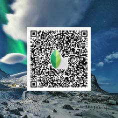 a qr - code with an image of the northern lights in the sky above it