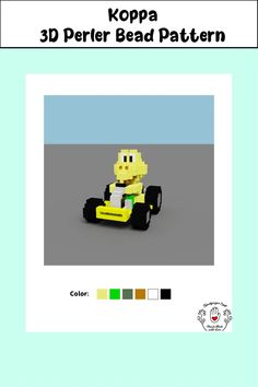 an image of a lego mario kart car with the text kopa 3d perler bead pattern