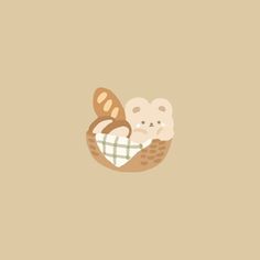 an image of some food in a basket on a beige background with the caption's logo above it