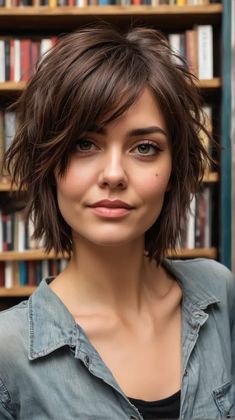 Haircuts For Round Faces And Glasses, Short Hairstyles Without Bangs, Easy Chin Length Hairstyles, Square Face Short Hairstyles, 2024 Haircuts For Women With Fine Hair, Short Choppy Bob With Bangs, Short Shag Cut With Bangs, Hair Chin Length