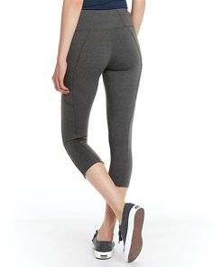 These streamlined cropped leggings have a hidden pocket at the waist and flatlock seaming front and back for a slim, flattering fit. Fitted. Pull-on style. Mid rise. Double-layer waistband with in-seam pocket. Side pockets. Cropped length; slim leg. Supplex nylon/spandex jersey with a wicking finish. Seam detail cropped pocket leggings by Garnet Hill. Stretch Mid-rise Yoga Pants With Side Pockets, Stretch Capri Bottoms With Side Pockets, Mid-rise Stretch Activewear With Pockets, Fitted Bottoms With Cropped Leg And Seam Detailing, Fitted Bottoms With Seam Detailing And Cropped Leg, Stretch Capris With Pockets For Work, Sporty Yoga Pants With Pockets And 5-inch Inseam, Versatile Fitted Activewear With Pockets, Stretch Mid-rise Leggings With Side Pockets