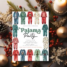 a christmas party with pajamas and pine cones