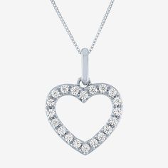 Features: In A Gift Box, Quick ShipDiamond Clarity: I1Jewelry Closure: Spring Ring ClaspSetting: ProngShape: HeartStone Cut: RoundDiamond Color: H-IMetal Color: WhiteChain Length: 18 InchExtender Length: 2 InchPendant Length: 15.1mmPendant Width: 11.4mmRounded Carat Weight: 1/6 Ct. T.w.Chain Construction: BoxCare: Wipe CleanStone Type: 20 Lab Grown DiamondAuthenticity: Lab Grown DiamondBirthstone: April BirthstoneMetal: 10k White GoldNecklace Type: Pendant NecklacesCountry of Origin: Imported Gold Heart Pendant, Heart Pendant Gold, Gold Heart, Heart Pendant Necklace, Heart Of Gold, 10k Gold, Spring Rings, White Diamond, Jewellery And Watches