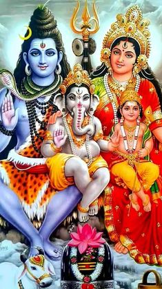 an image of lord ganesha and his family