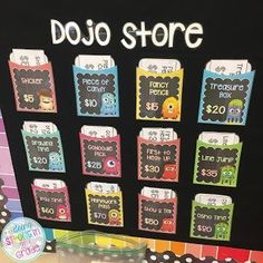 a display in a store filled with lots of different price tags and numbers on it