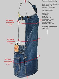 an image of a denim skirt with instructions on how to put it in the pocket