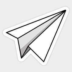 a paper airplane sticker on a white background