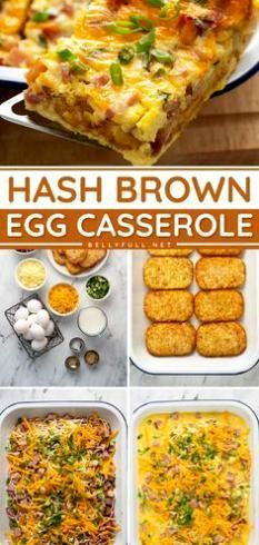 hash browns egg casserole recipe with eggs and cheese in the bottom left side