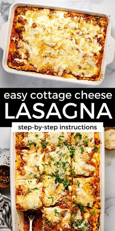 an easy cottage cheese lasagna recipe in a casserole dish