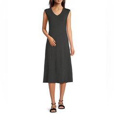 New With Tag From Eileen Fisher, This Dress Features: Stretch Knit Jersey Fabrication Shift Silhouette V-Neckline Sleeveless Straight Hemline Pullover Construction Approx. 45" In Length Tencel Lyocell/Spandex Machine Wash Cold/Line Dry Imported. Sleeveless V-neck Dress For Daywear, Casual V-neck Sleeveless Dress For Daywear, Casual Fitted Sleeveless V-neck Dress, Hawaii Clothes, Eileen Fisher Dress, Hawaii Outfits, Build A Wardrobe, Midi Shift Dress, Charcoal Color