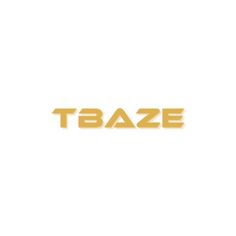 the word tbaze written in gold on a white background