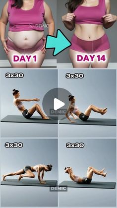 the woman is doing exercises for her stomach and belly, while showing how to do it