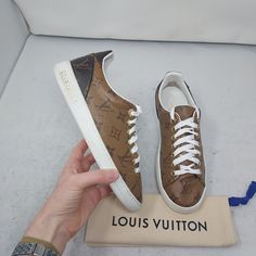 Louis Vuitton Brown Reverse Lv Monogram Low Top Front Row Sneaker Size Eu 36.5 Us 6.5 Womens Comes With Dustbag 100% Authentic Stylish Low Top Sneaker With The Classic Lv Reverse Monogram Print *Brand New Laces* Coated Canvas Tongue Sturdy Rubber White Soles