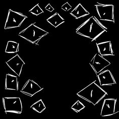 a black and white drawing of squares and rectangles in the shape of a circle