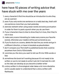 an article about writing on paper with the text here have 10 pieces of writing advice that have stuck me over the years