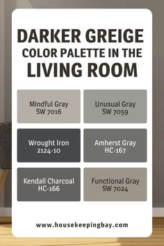 a poster with the words darker greige and color palette in the living room