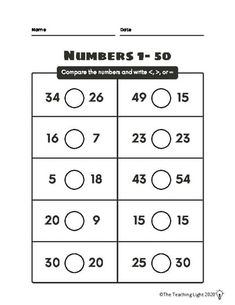 the numbers 1 - 50 worksheet is shown