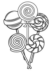 lollipops and candy canes coloring page for kids to print out on