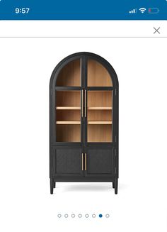 an image of a bookcase with shelves on the front and bottom shelf in black