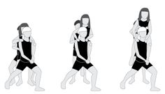 the silhouettes of people carrying each other in different positions, with text overlaying them