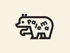 a bear with the word palm on it's back, in black and white