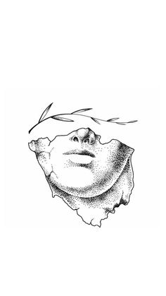 a black and white drawing of a man's face