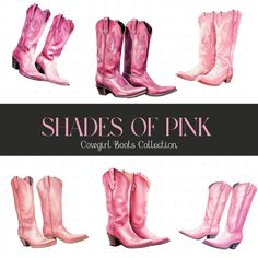 Boots Png, Roses Png, Pink Cowgirl Boots, Rose Clipart, Pink Cowgirl, Vibrant Watercolor, Watercolor Images, Cowgirl Western, Cow Girl