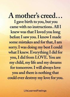 a poem written in the language of mother's love