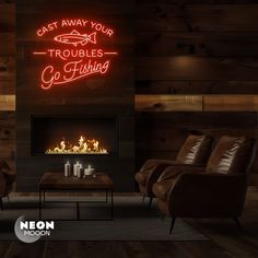 Cast away your troubles and indulge in your favorite hobby with our Neon Sign for Hobbies. With its eye-catching design, it will surely brighten up any room and serve as a reminder to take some time for yourself. Perfect for the avid fisherman or anyone looking to unwind. Neon Food, Home Gym Garage, Neon Quotes, Fishing Lights, Love Quotes Funny, Time For Yourself, Man Cave Bar, Favorite Hobby, Recording Studio