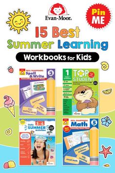 the front cover of an e - book for kids's summer learning workbooks