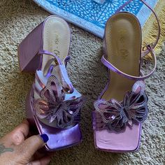 Purple, Platform Heel, Brand New Shoes Concert Shoes, Purple Concert, Vintage Style Heels, Heels Purple, Champagne Heels, Guts Tour, Denim Heels, Aldo Heels, Beaded Shoes