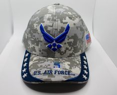 Step into style with our U.S Air Force Hat. Made for both fashion and function, this rugged yet stylish cap is the perfect accessory to elevate any casual ensemble. Premium Materials: Crafted from durable cotton twill, this hat is built to withstand daily wear and tear while maintaining its shape and comfort. Adjustable Fit: With an adjustable strap at the back, this cap ensures a customized and secure fit for all head sizes, providing maximum comfort throughout the day. One Size Fits Most: Adjustable strap allows for a comfortable fit for head circumferences Military Cap For Memorial Day, Military Hats For Memorial Day Sports, Military Hats For Sports, Military Style Hat For Sports On Memorial Day, Us Air Force Logo, Air Force Logo, Camo Hat, Stylish Caps, Camo Hats