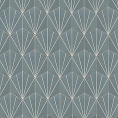 an art deco wallpaper pattern in grey and white with geometric lines on the side