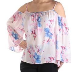 Msrp $89 O Size: L O Manufacturer Color: Pink Multi O Condition: New With Tags O Sleeve Length: Three-Quarter Sleeves O Bust Around: 38-39.5 Inches O Material: 100% Polyester O Specialty: Floral Print Spring Cold Shoulder Top For Brunch, Spring Cold Shoulder Tops For Day Out, Cold Shoulder Tops For Spring Brunch, Spring Off-shoulder Printed Blouse, Quarter Sleeve, Three Quarter Sleeves, Vince Camuto, Three Quarter, Shoulder Top