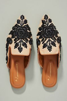 Flats, Loafers & Espadrilles | Anthropologie Dress Up Flats, Transitional Embroidered Flats, Woman Flat Shoes, Spring Embroidered Flat Loafers, Elegant Embroidered Flat Loafers, Summer Slip-on Flats With Floral Embroidery, Embroidered Leather Slip-on Flats, Gorgeous Shoes, Shoe Closet