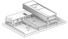 an architectural drawing of a house with two floors and three levels, including the second floor