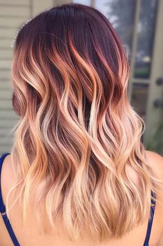 Burgundy Balayage Blonde, Hair Color Ideas For Long Brown Hair, Blonde And Red Balayage On Brown Hair, Fall Hair Colors For Light Brown Hair, Burgundy Bayalage Hair, Hair Color Ideas For Long Hair, Light Summer Hair Color Ideas, Medium Balayage, Rose Brunette