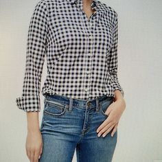 Black Gingham Button Down J Crew Size Small Brand New With Tags Plaid Button Closure Workwear Top, Plaid Tops With Snap Buttons For Work, Fitted Tops With Button Cuffs For Everyday, Fitted Top With Button Cuffs For Everyday, Plaid Button-up Shirt For Work, Plaid Buttoned Top For Workwear, Everyday Black Shirt With Button Cuffs, Plaid Tops With Button Cuffs For Work, Plaid Top With Button Closure For Business Casual