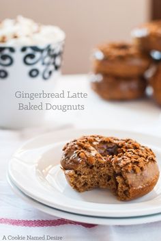 gingerbread latte baked doughnuts on a white plate