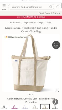 Long Handles, Canvas Tote, Travel Bags, Tote Bag, Travel Bag