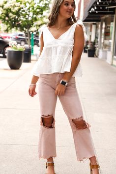 100% Cotton -We recommend sizing up one size! They do not have stretch! 90s Vintage Crop Flare Jean Refer to Vervet Sizing: Flare Jeans Outfit, Crop Flare, Cropped Flare Jeans, Cropped Flares, Mom Outfits, Look At You, Preppy Outfits, White Tank, Spring Summer Outfits