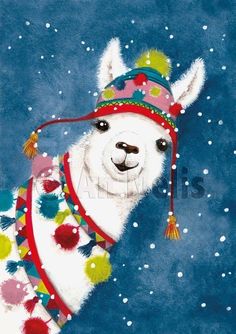 Llama Painting, Christmas Paintings On Canvas, Christmas Card Art, Watercolor Christmas Cards, 수채화 그림, Wallpapers Iphone, Christmas Drawing, Winter Art, Noel Christmas