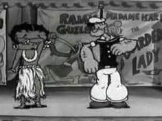 two cartoon characters are performing on stage