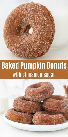 baked pumpkin donuts with cinnamon sugar