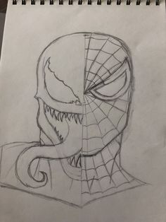 a drawing of a spider - man with his mouth open and the face drawn in pencil