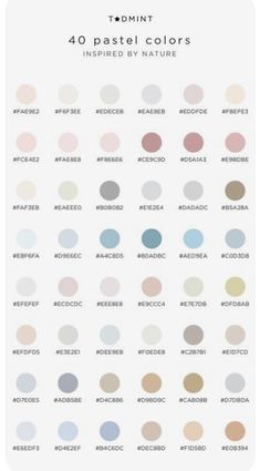 the different shades of pastel colors in various sizes and shapes, with text below